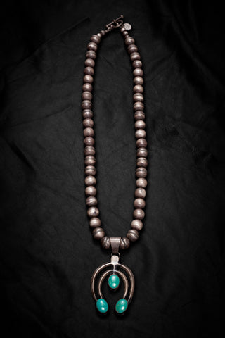 OXIDIZED STERLING SILVER AND VINTAGE NAJA NECKLACE