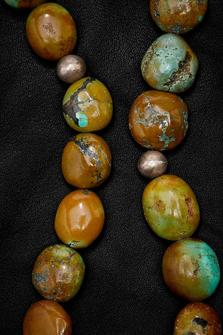 ELECTRIC TURQUOISE-BROWN AND OLIVE NECKLACE